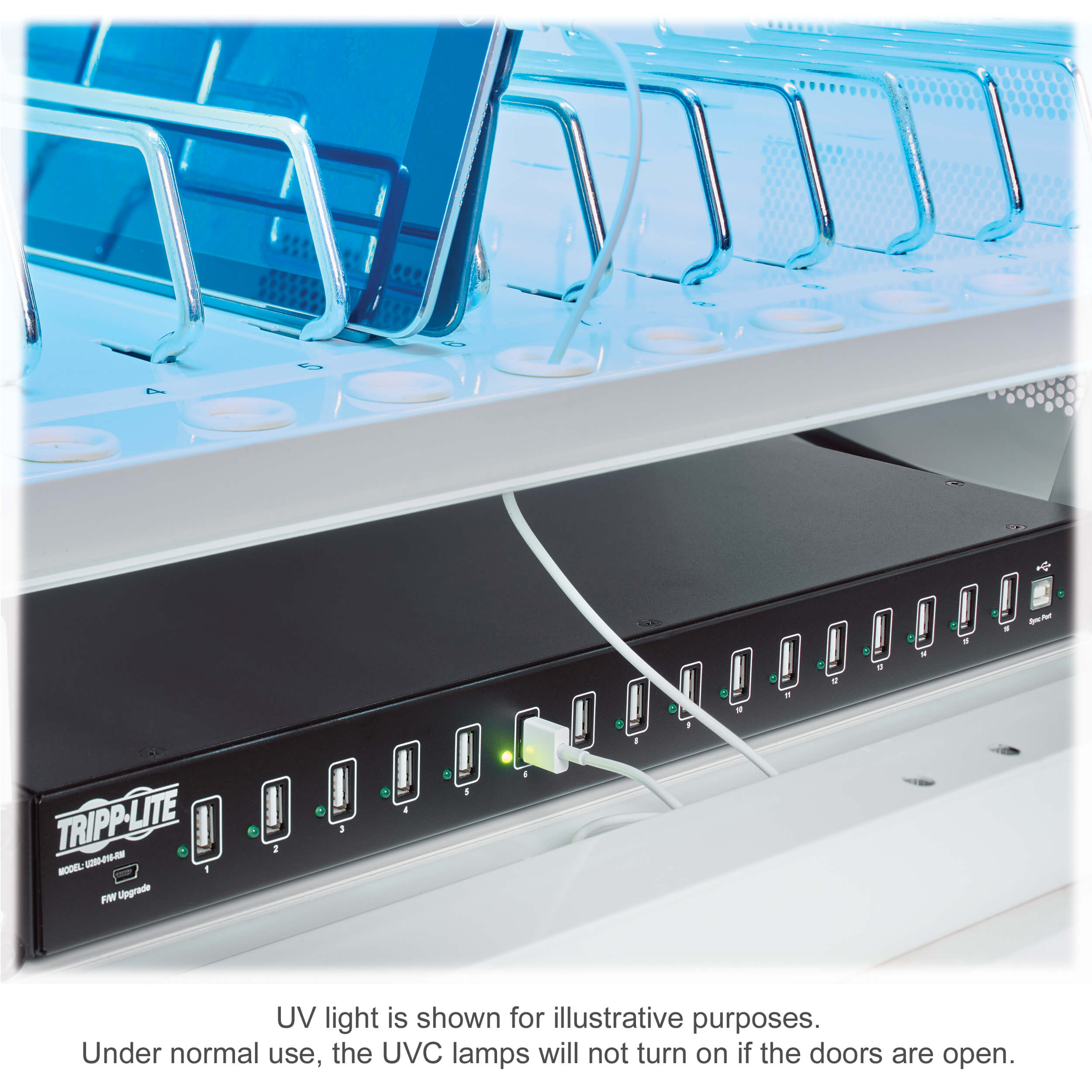 MultiDevice UV Charging Station, 16 USB Ports, Hospital Grade
