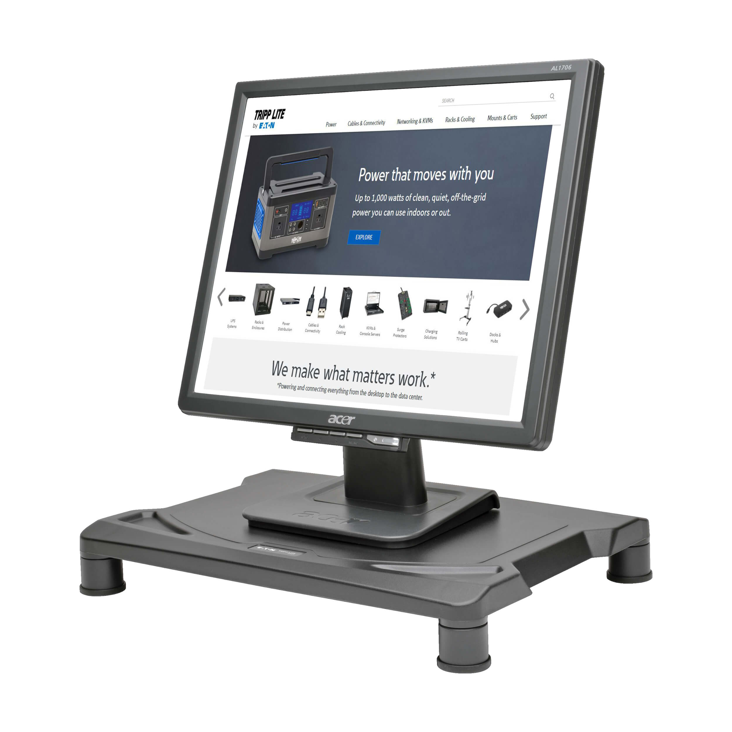 3m Monitor Riser Hight-Adjustable Monitor Riser, Black | Eaton