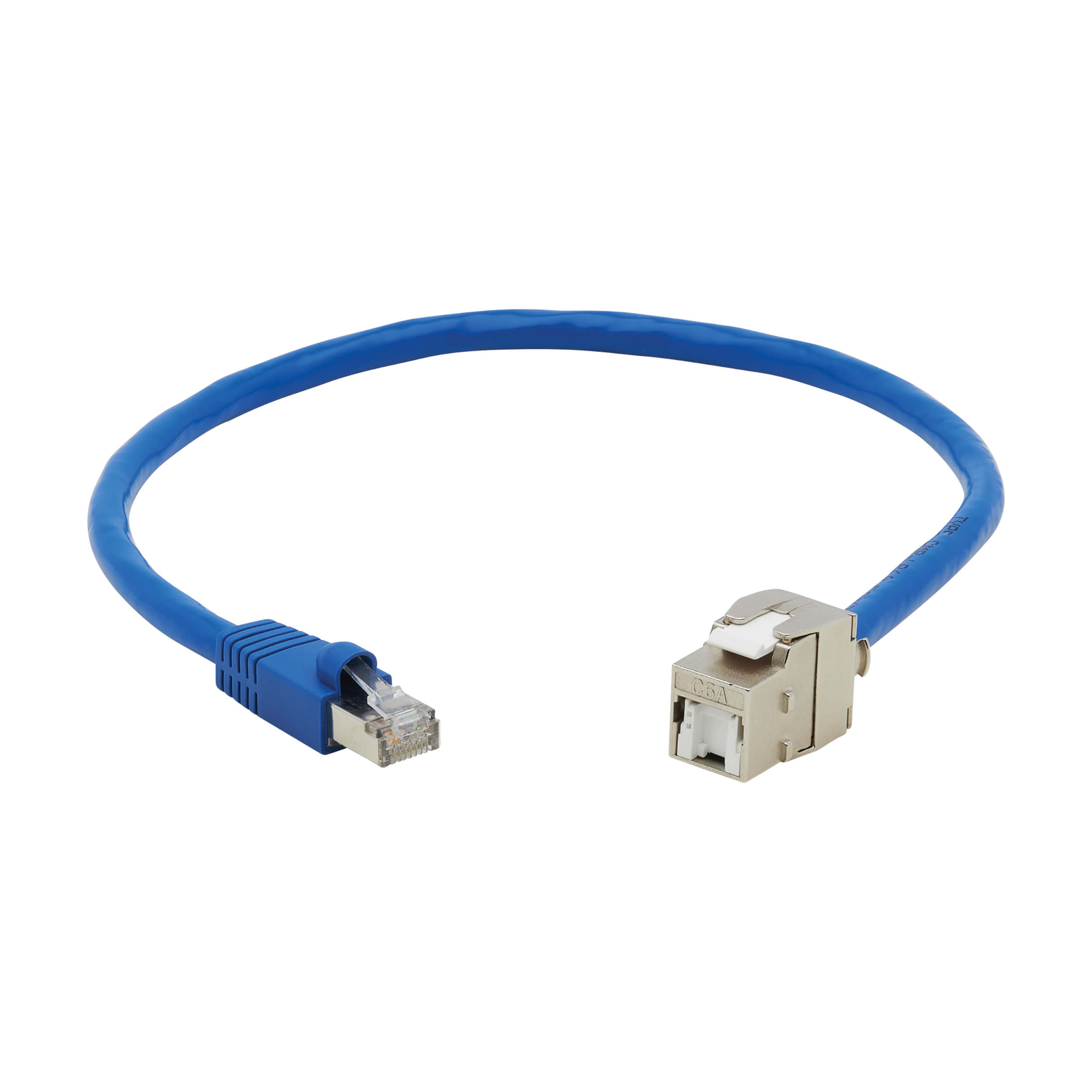 Keystone Jack Cable Assembly with 18" Cat6 Cable, PoE+ Eaton