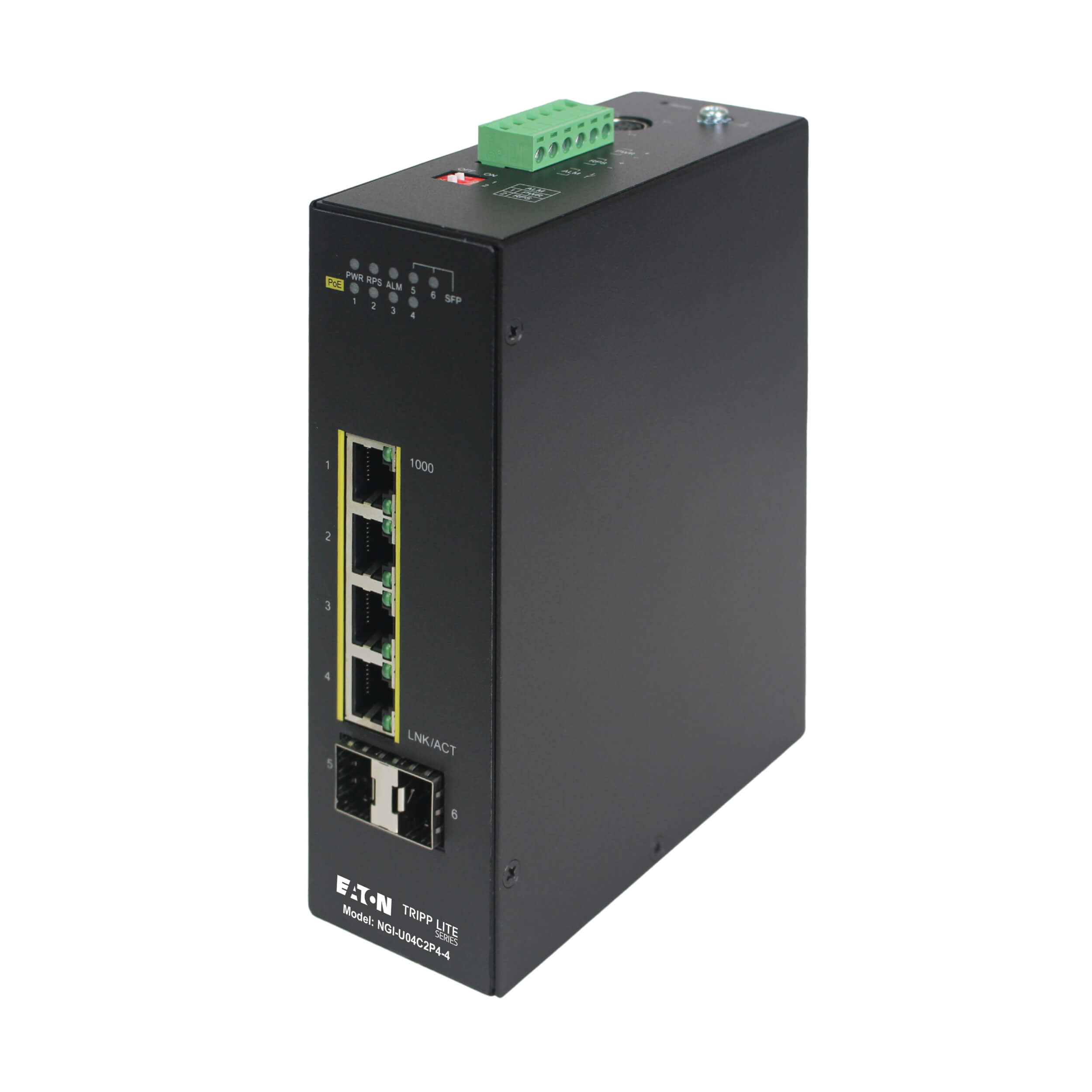 4-Port Industrial Network Switch, Gigabit, Unmanaged, PoE, 30W | Eaton