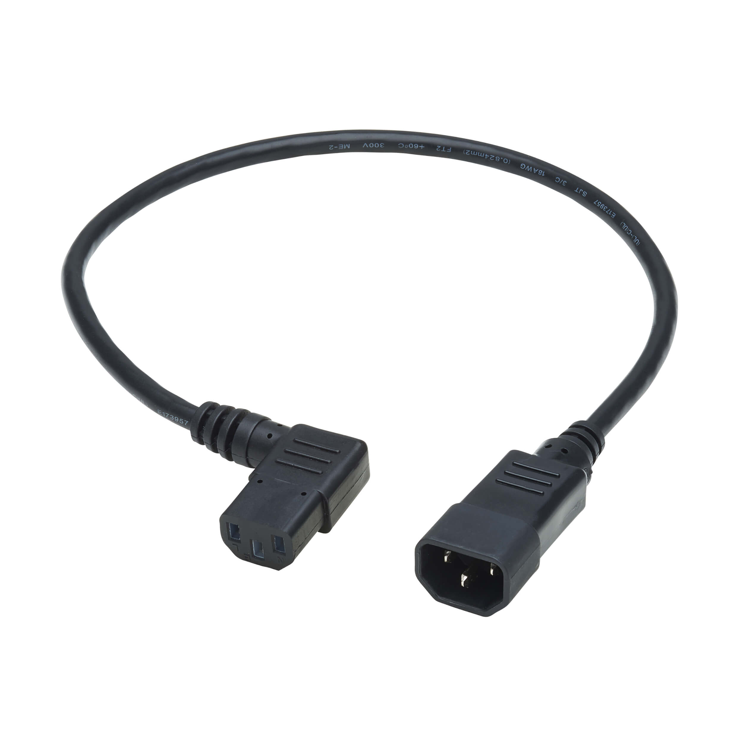 C13 To C14 Left Angle Computer Power Cord, 2 Ft 