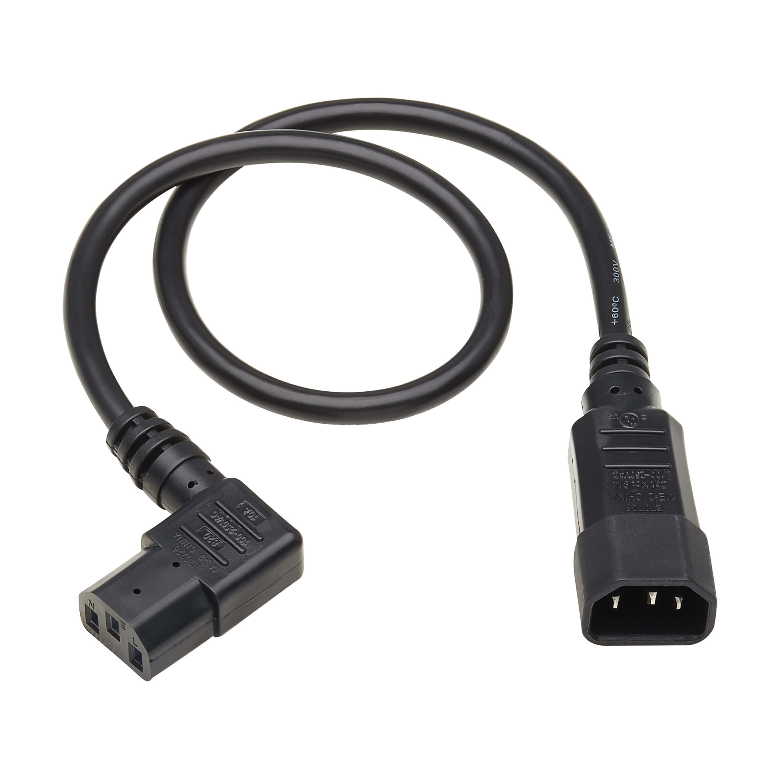 C13 to C14 Right Angle Compuer Power Cord, 2 ft Eaton