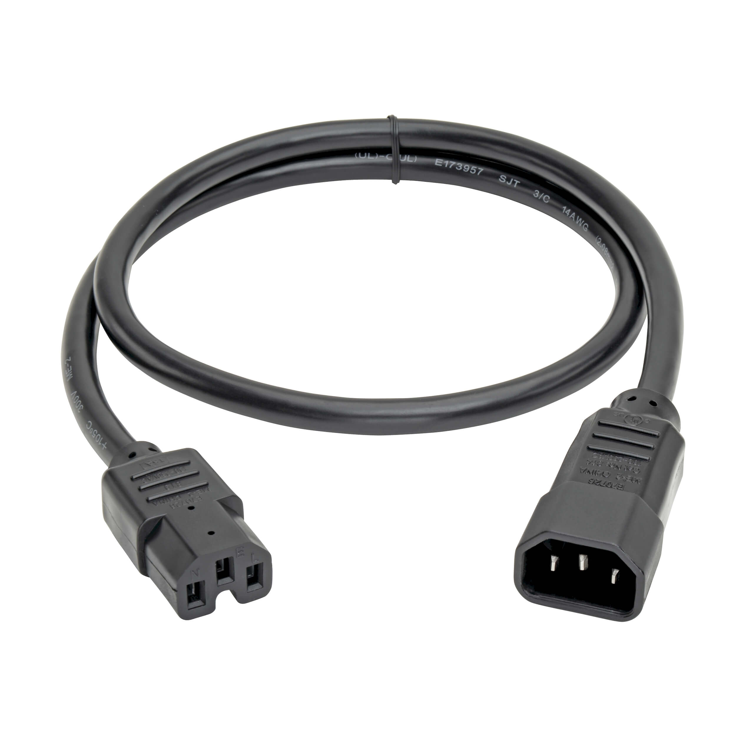 C14 To C15 Power Cable 14 Awg 3 Ft Black Eaton 