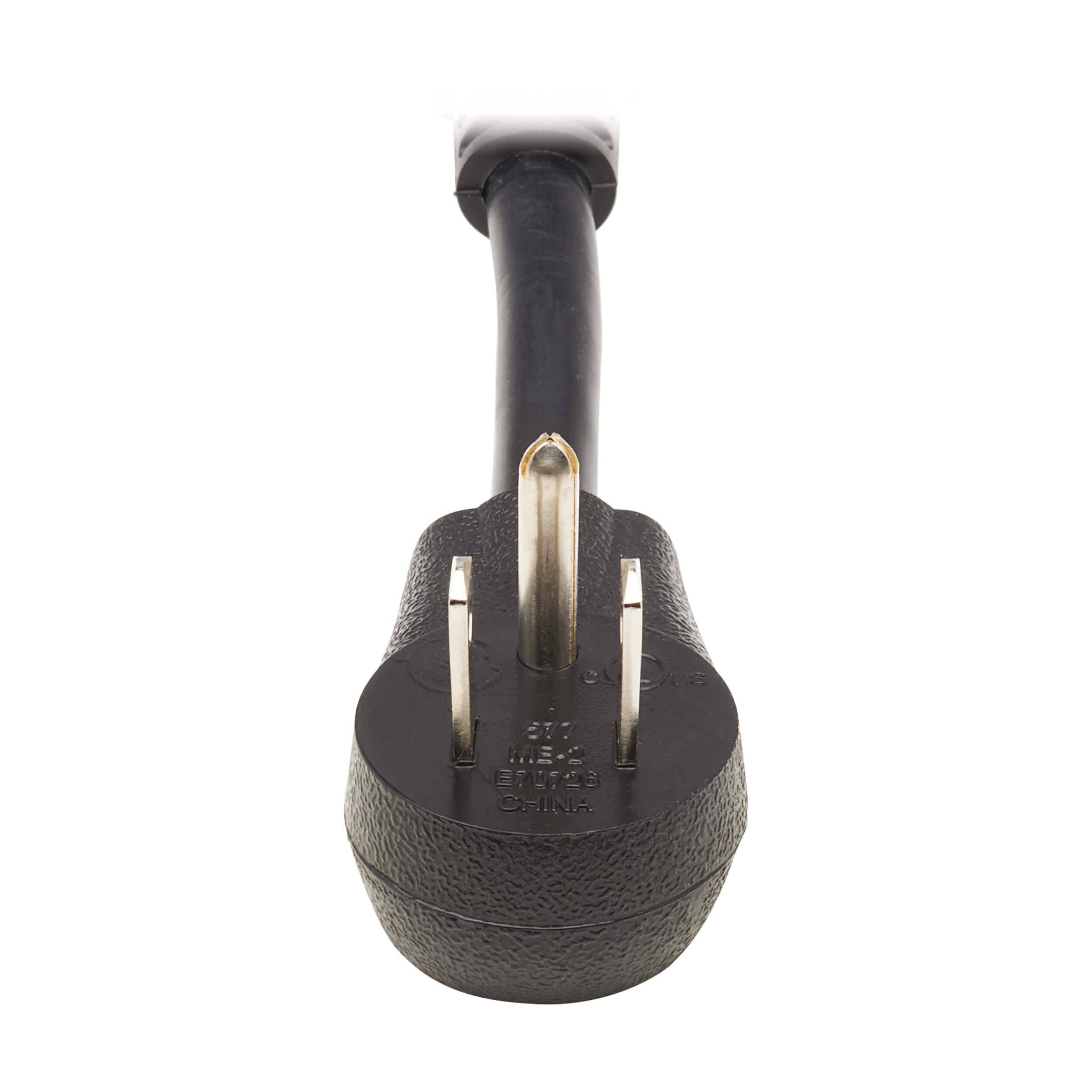 Right Angle 515P to (x2) 515R Extension Cord Y Splitter, 1 ft, Black