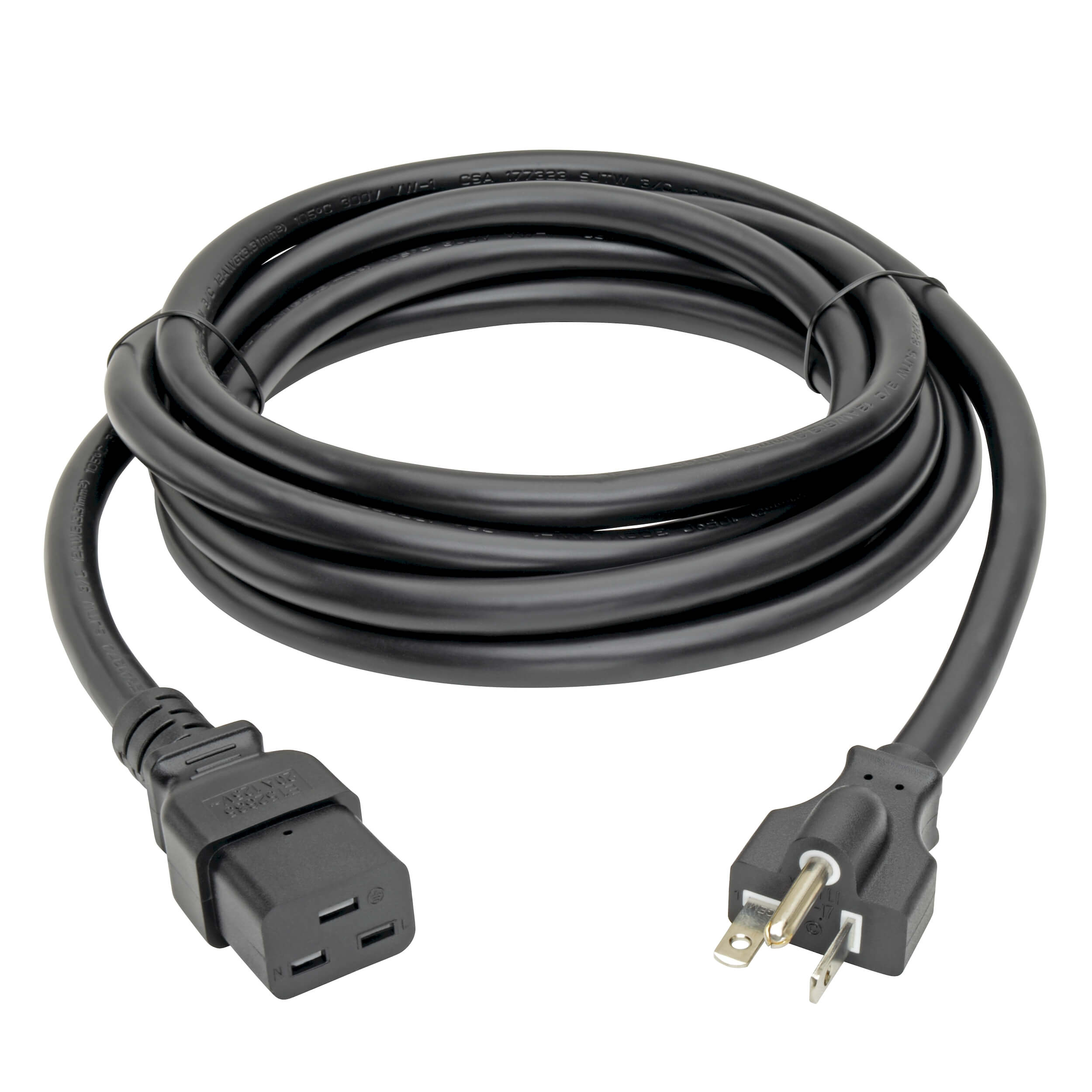 C19 to 5 20P Heavy Duty Extension Cord, 10 ft, Black | Eaton