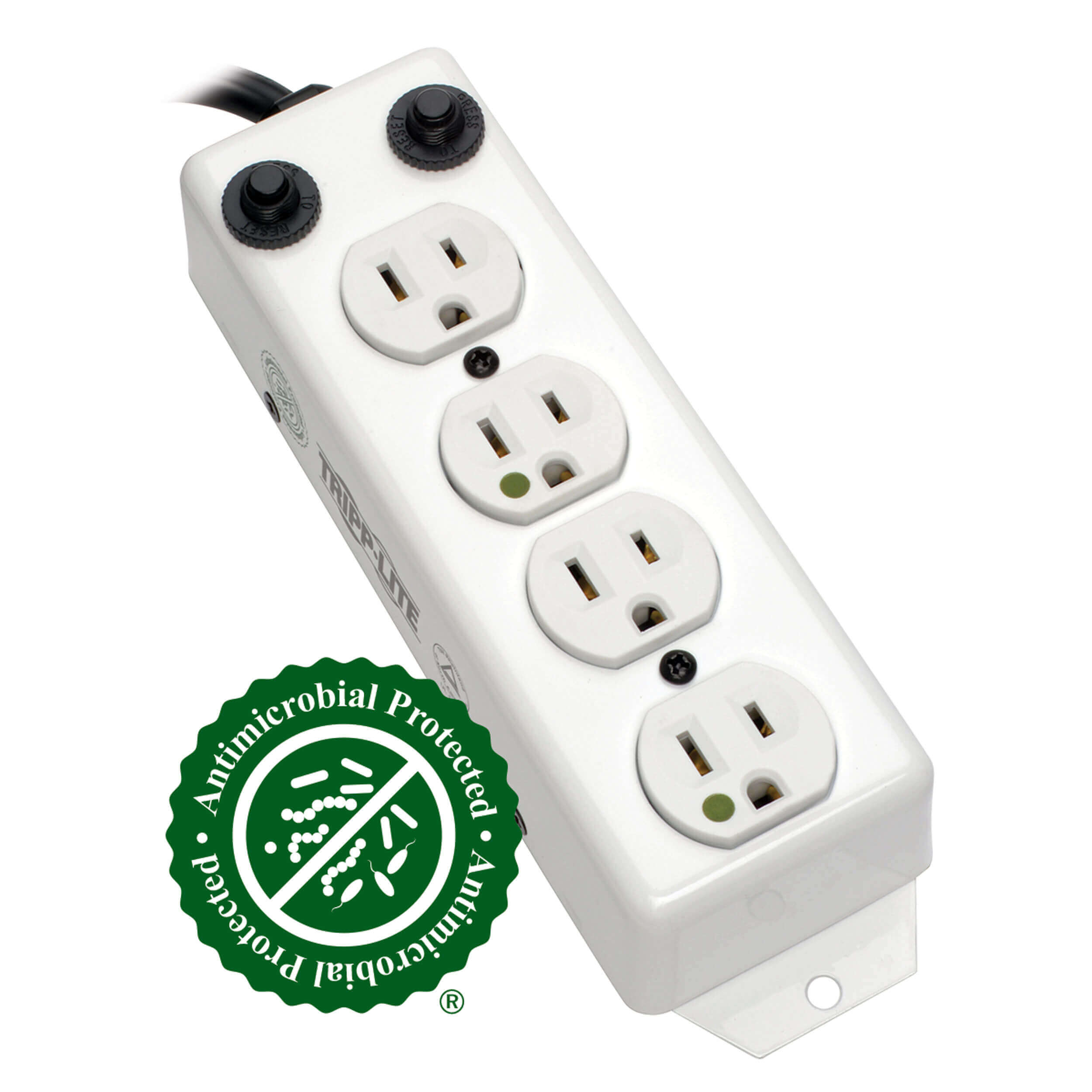UL 1363A Medical Power Strip, 4x Green Dot Outlets, 3 ft. Coiled Cord
