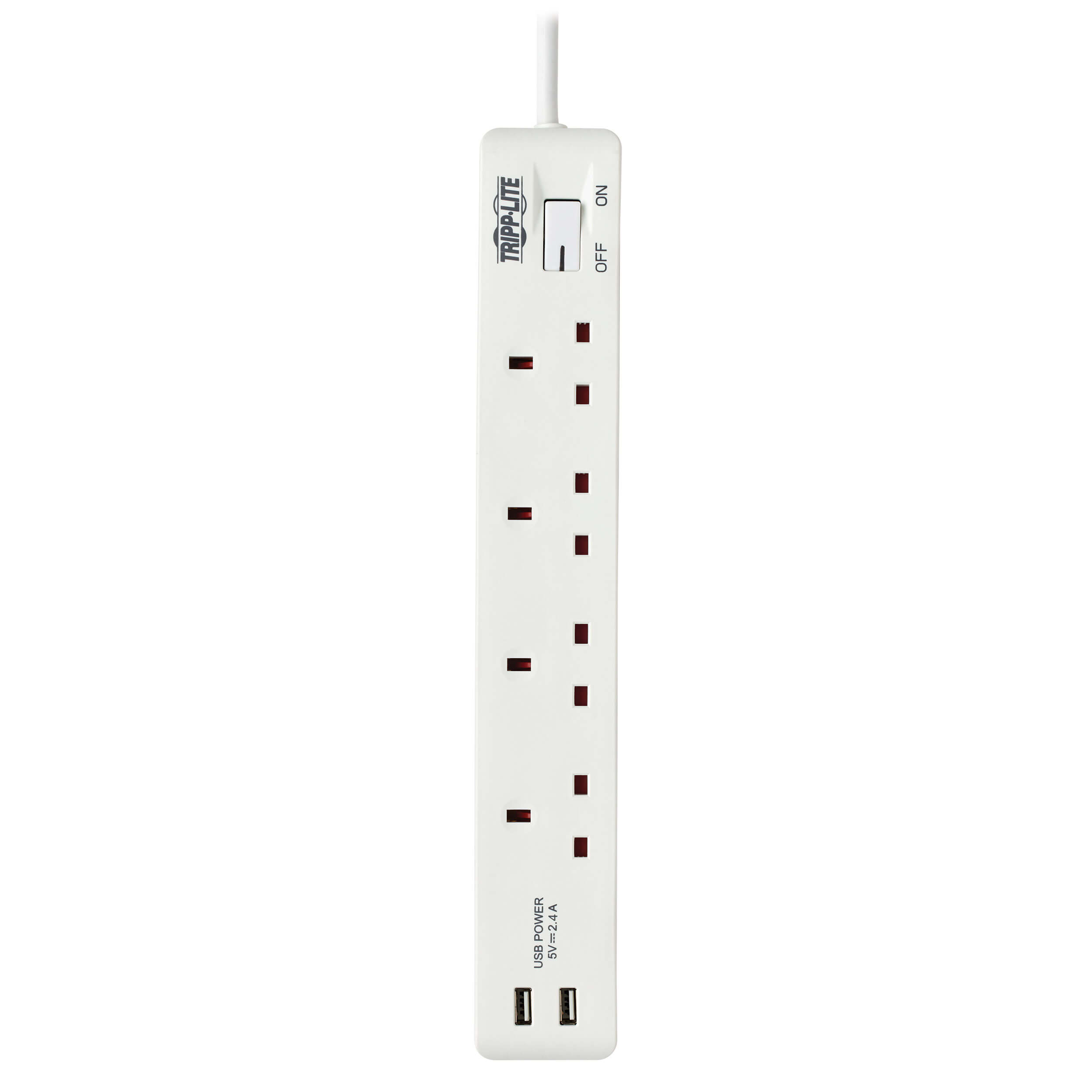 4-Outlet Power Strip with USB-A Charging - UK Outlets, 220-250V | Eaton