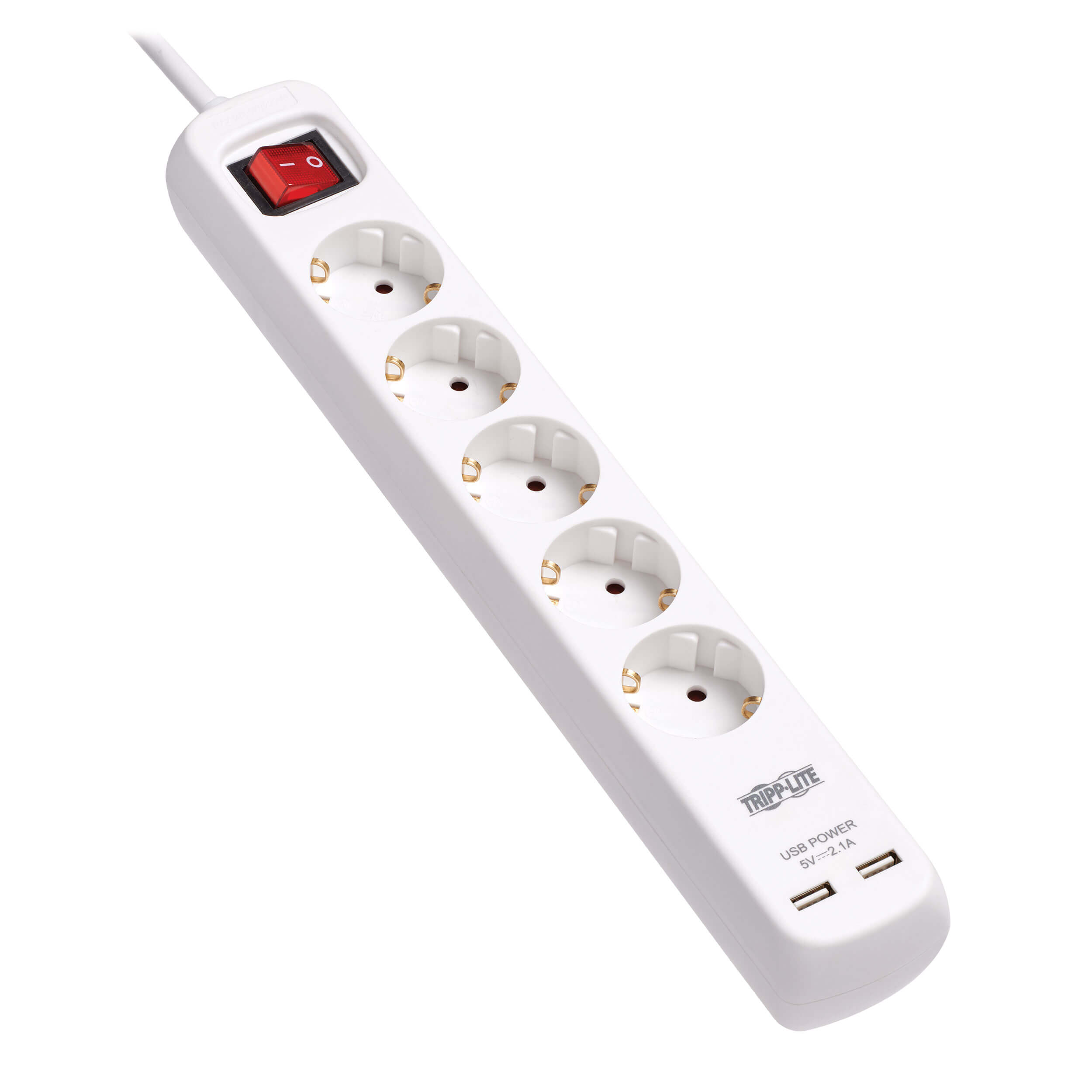 5-Outlet Power Strip with USB-A Charging - Schuko Outlets, 220-250V | Eaton