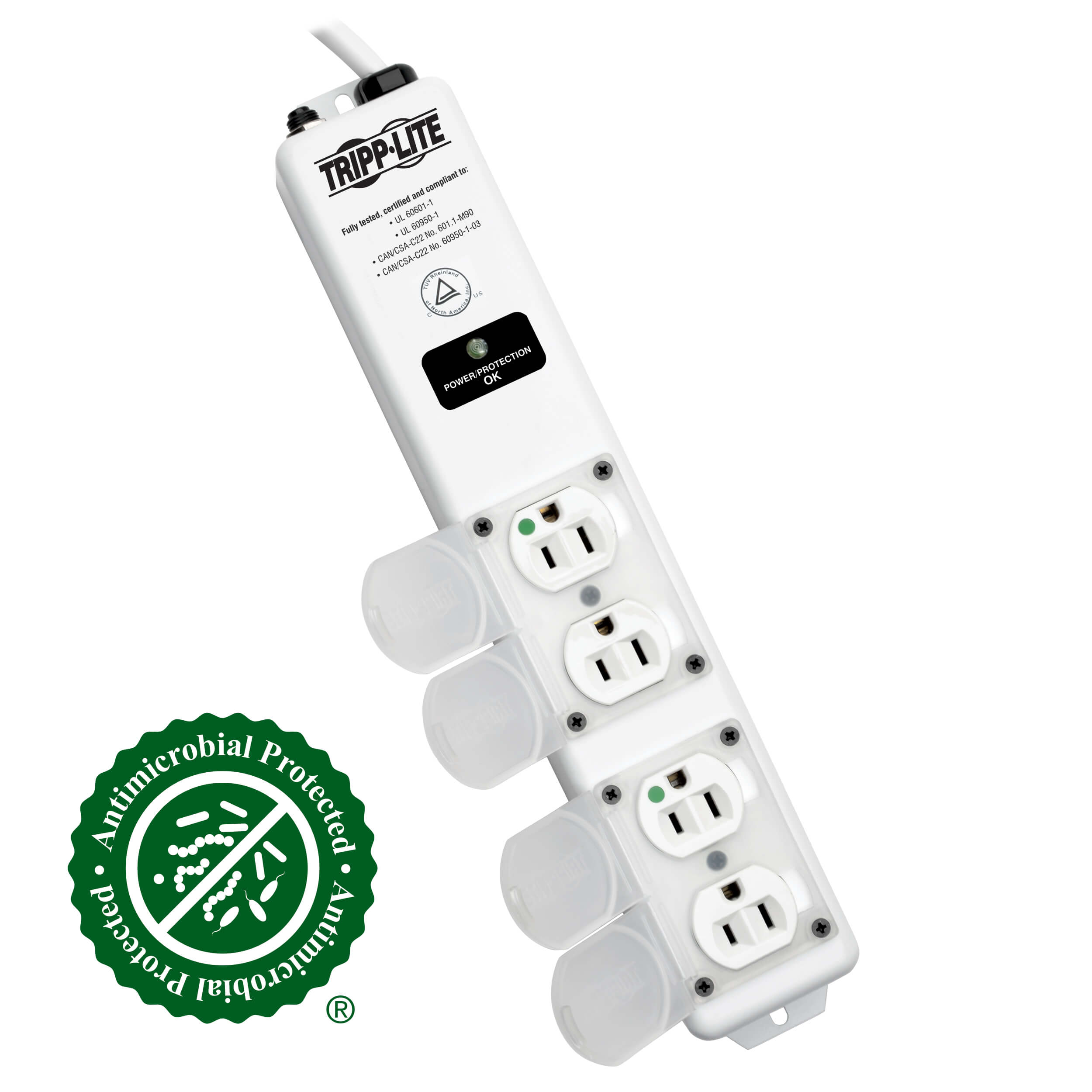 Medical Surge Protector, 4 Green Dot Outlets, 15 ft. Cord Eaton