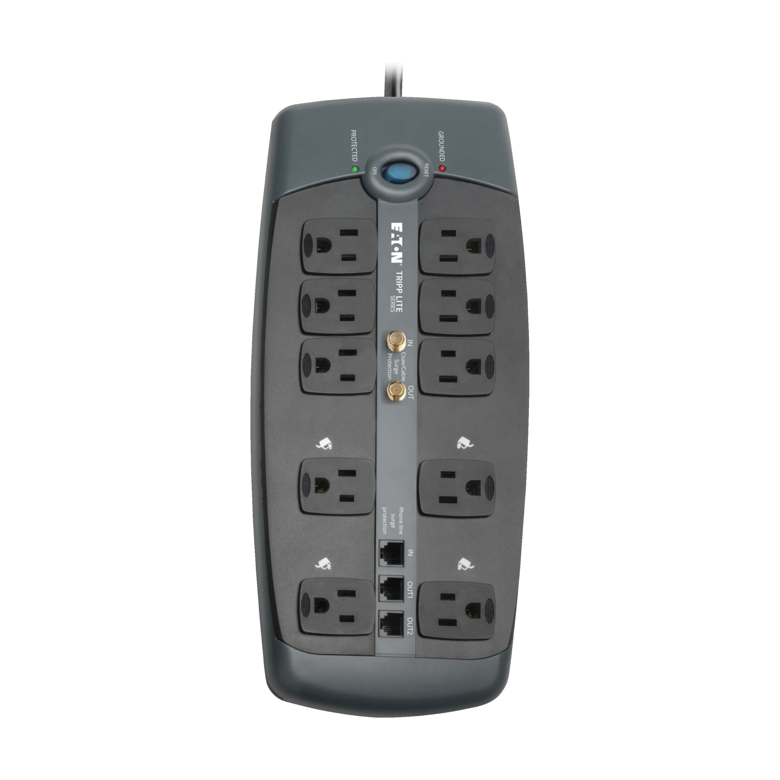 Surge Protector, 10 Outlet, 3345 Joules, 8ft Cord with RA plug Eaton