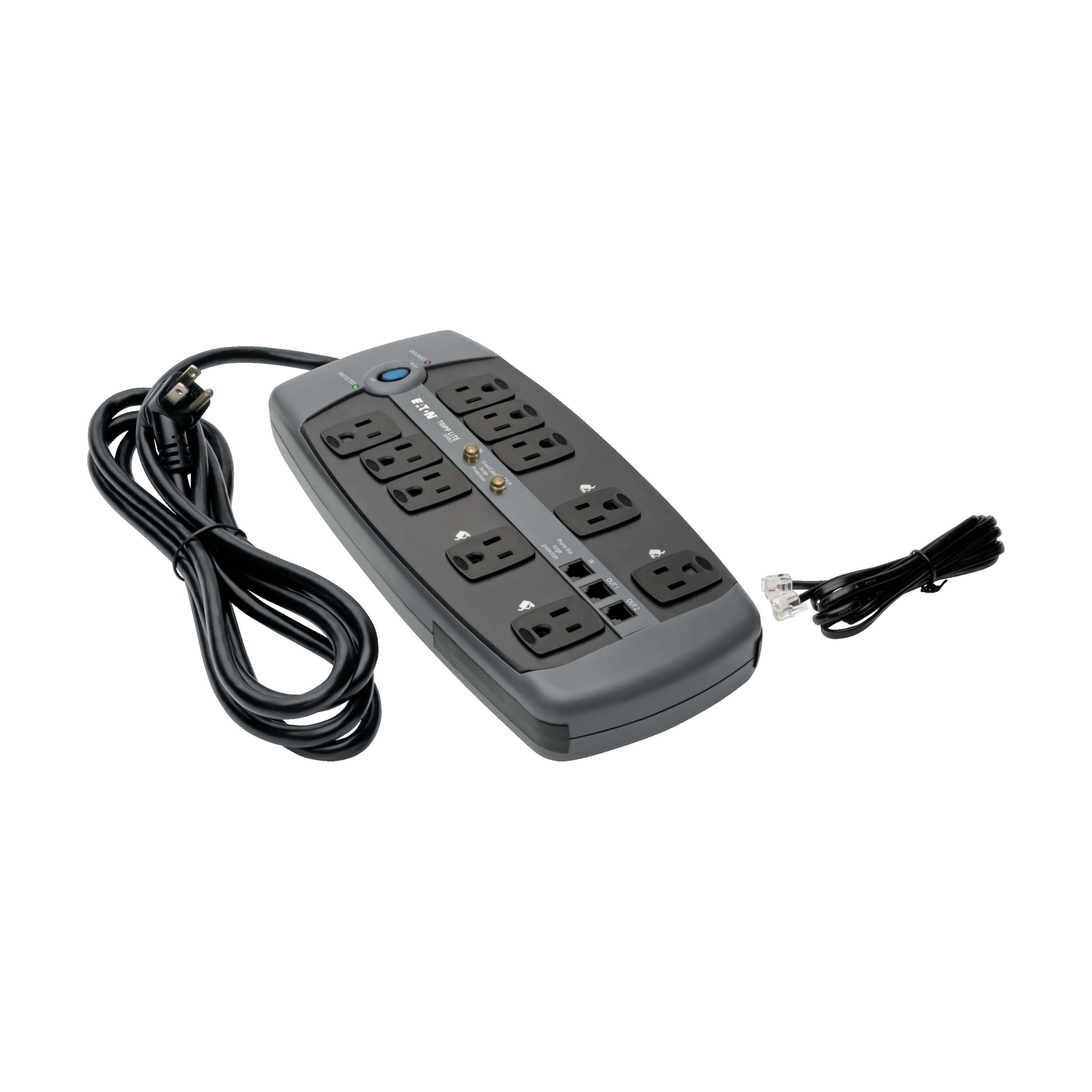 Surge Protector, 10 Outlet, 3345 Joules, 8ft Cord with RA plug Eaton