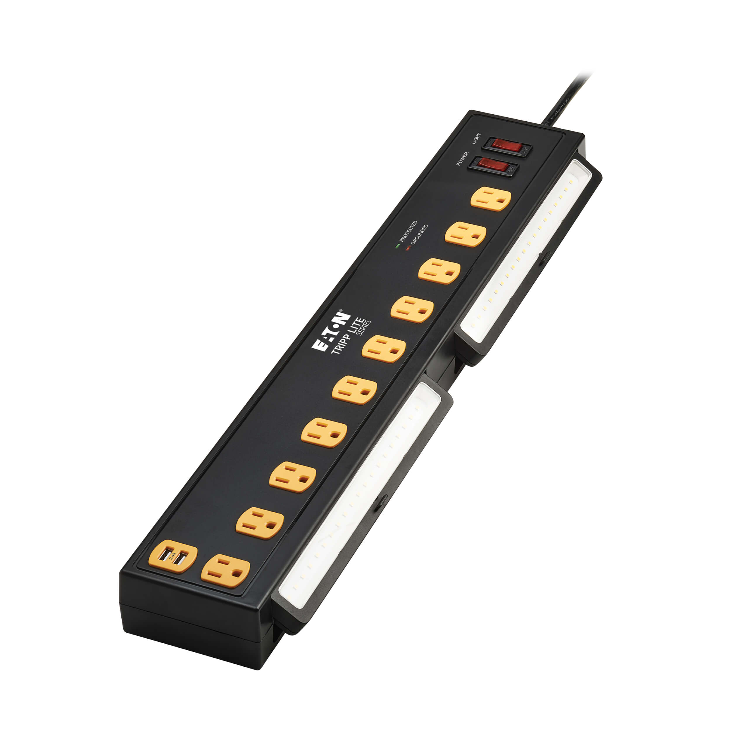 Surge Protector, 10 outlets, 10ft cord, 2 light bars 1000 lumens each, 5000K 20W total Eaton