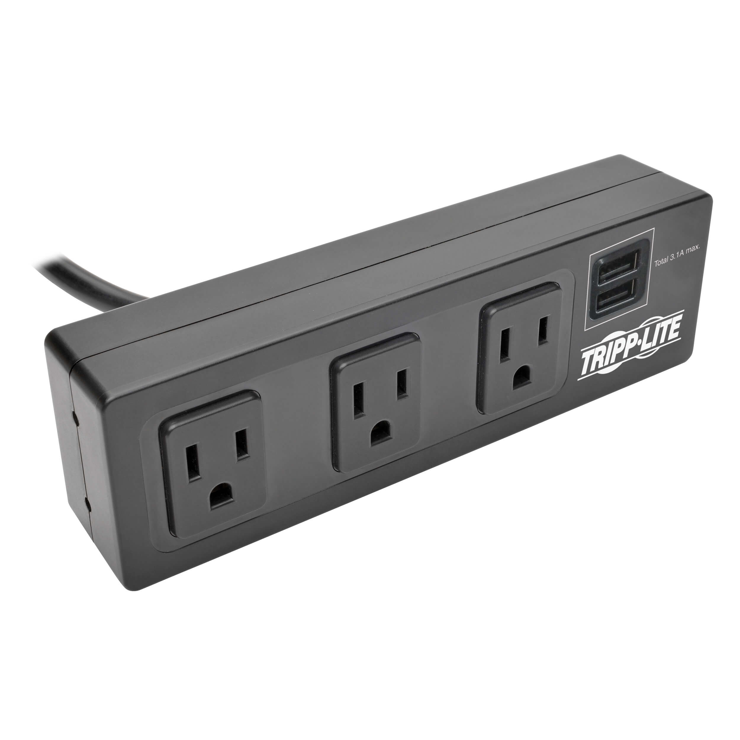 Surge Protector, Desk Clamp, 3 Outlet, 510 Joules, 2 USB Ports Eaton
