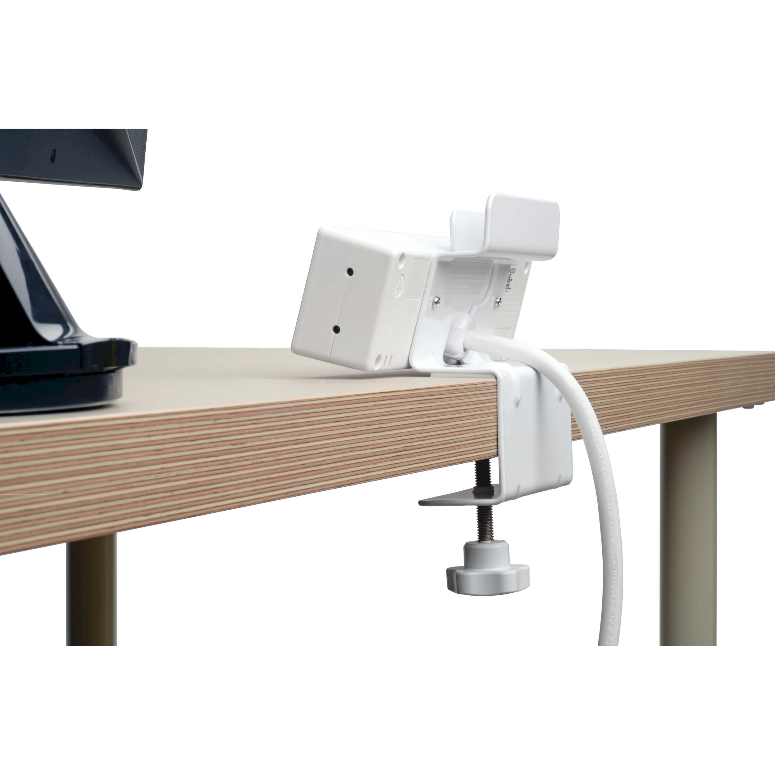 Desk Clamp Surge Protector, 3 Outlet, 2 USB Ports, 10ft Cord Eaton