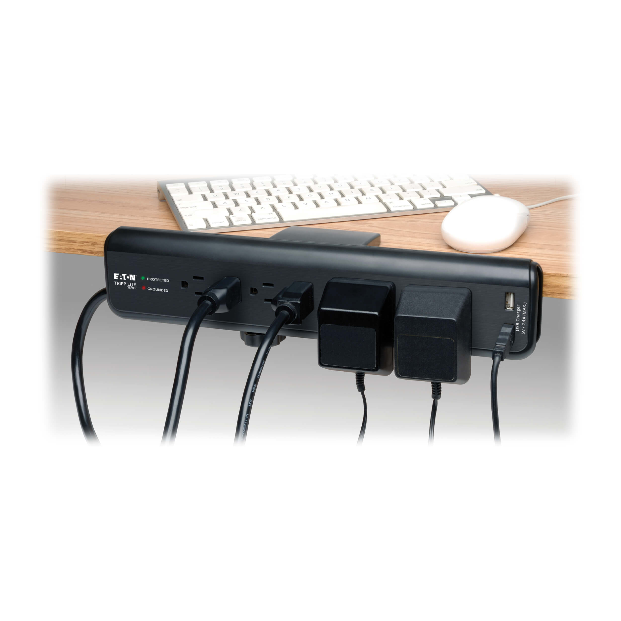 Surge Protector, Clamp Mount, 6 Outlet, 2100 Joules, 2 USB Eaton