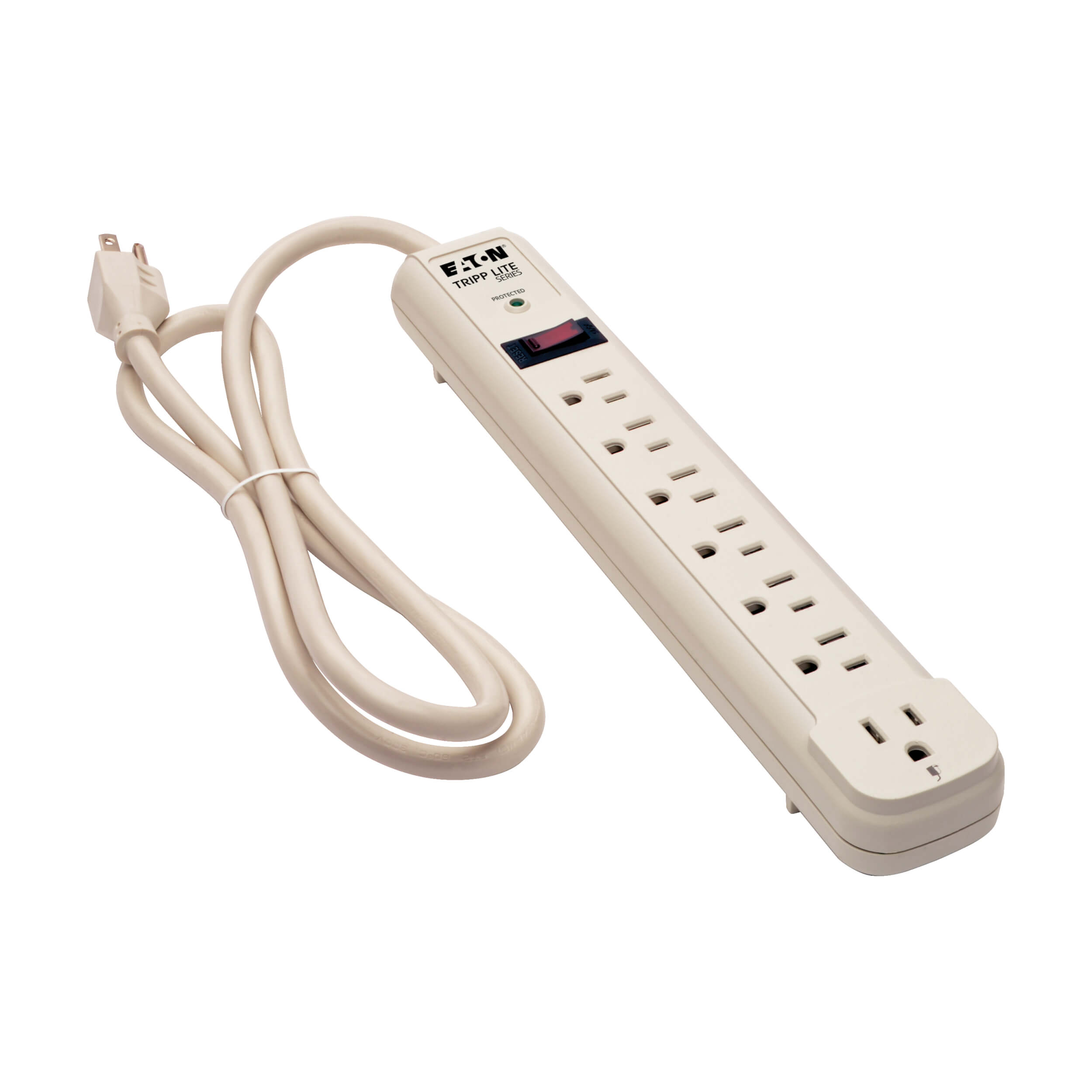 Surge Protector, 7 Outlet, 1080 Joules, Gray, 4-ft Cord, LED | Eaton