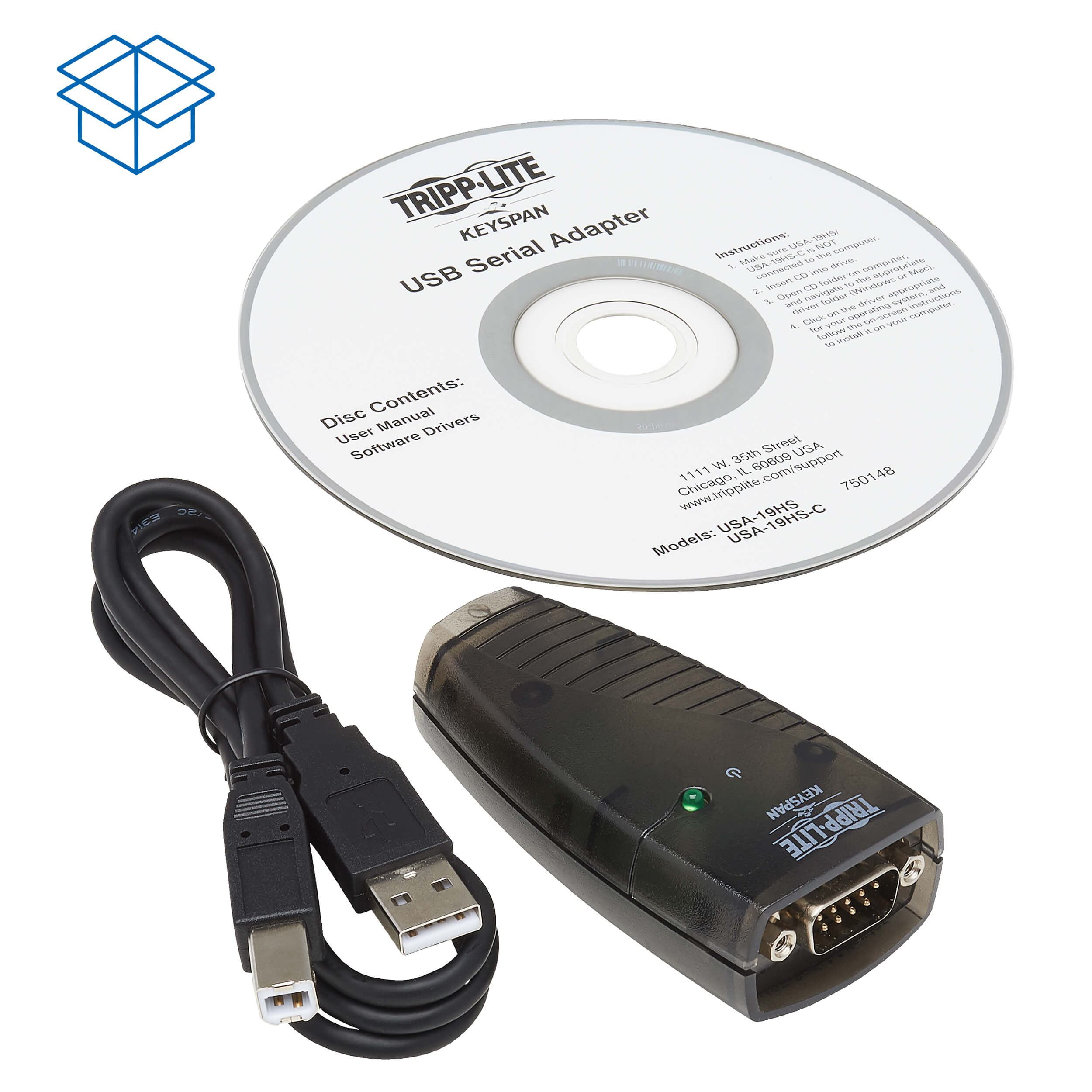 Keyspan RS232 to USBA Adapter, DB9, 3ft Cable Eaton