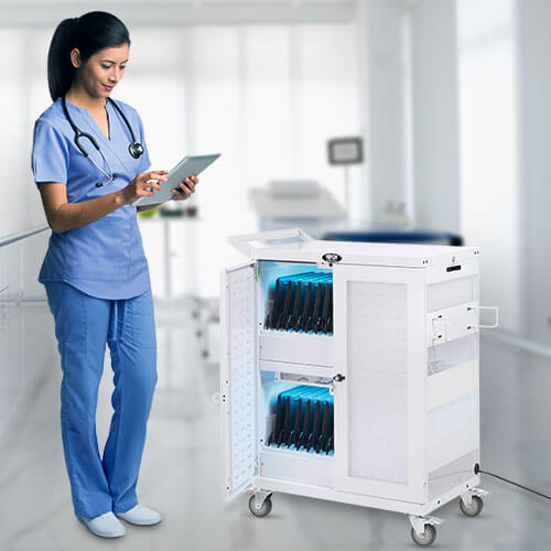 hospital grade charging station with UV sanitization