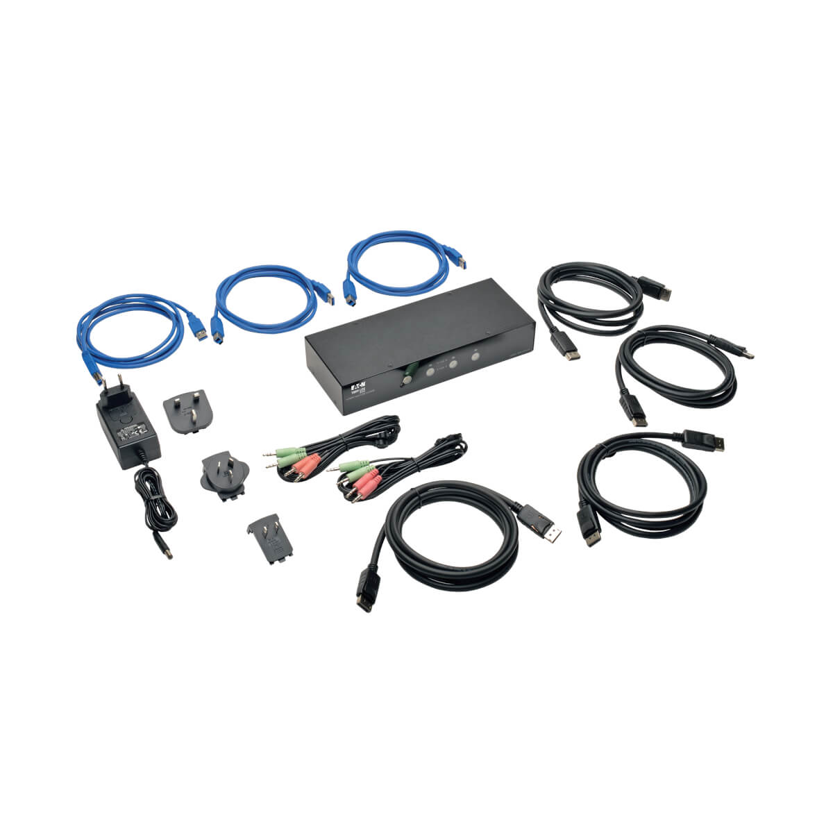 4Port DisplayPort KVM Switch, Audio, Cables, USB 3.0 Hub Eaton