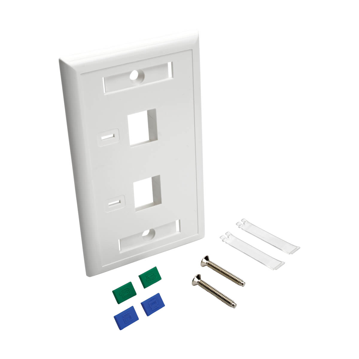 2-Port Keystone Faceplate, Single Gang, ID Labels, White | Eaton