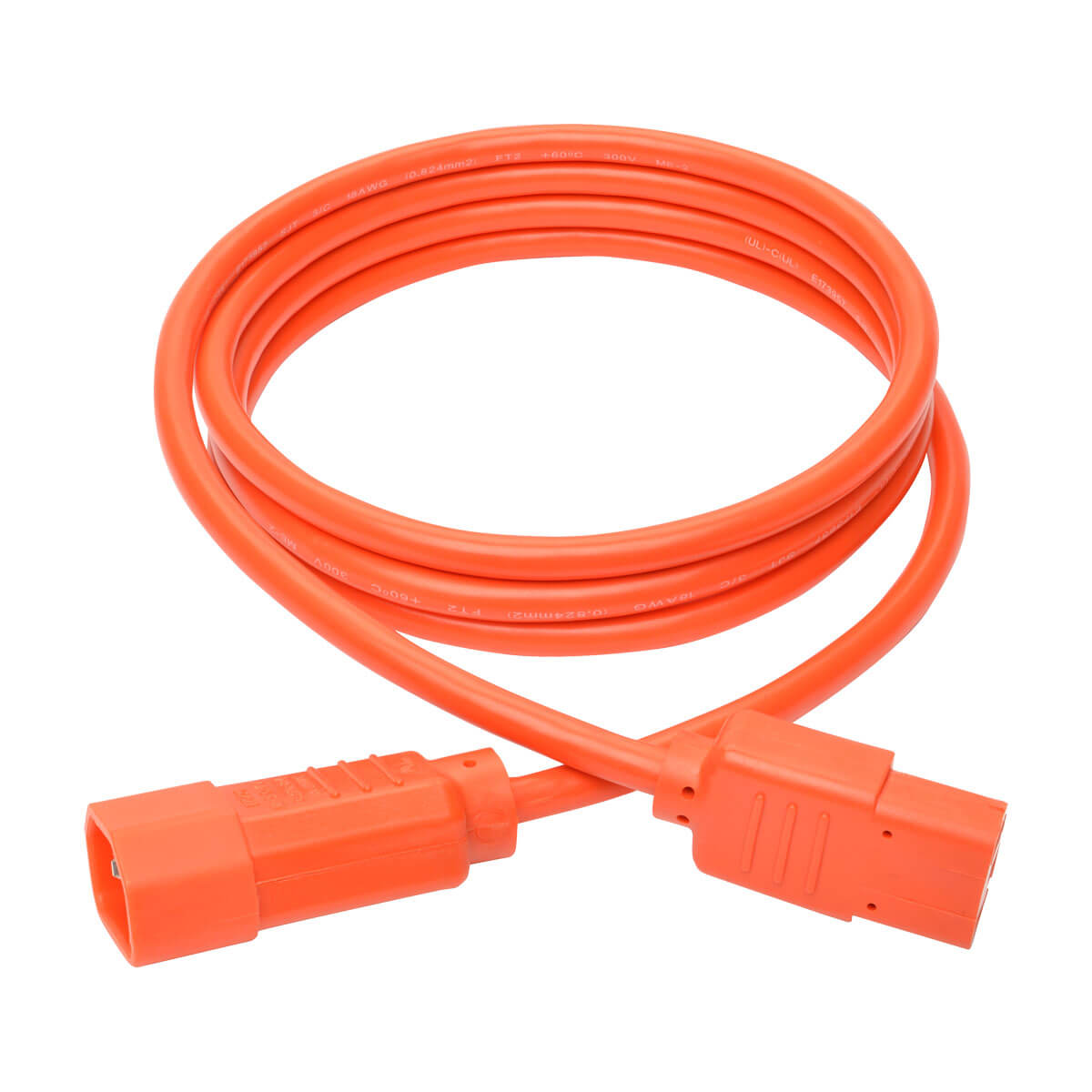 C14 to C13 Computer Power Cord, 6 ft, Orange Eaton