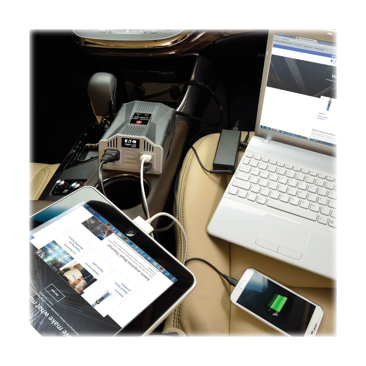 200W PowerVerter Ultra-Compact Car Inverter with Outlet and 2 USB ...