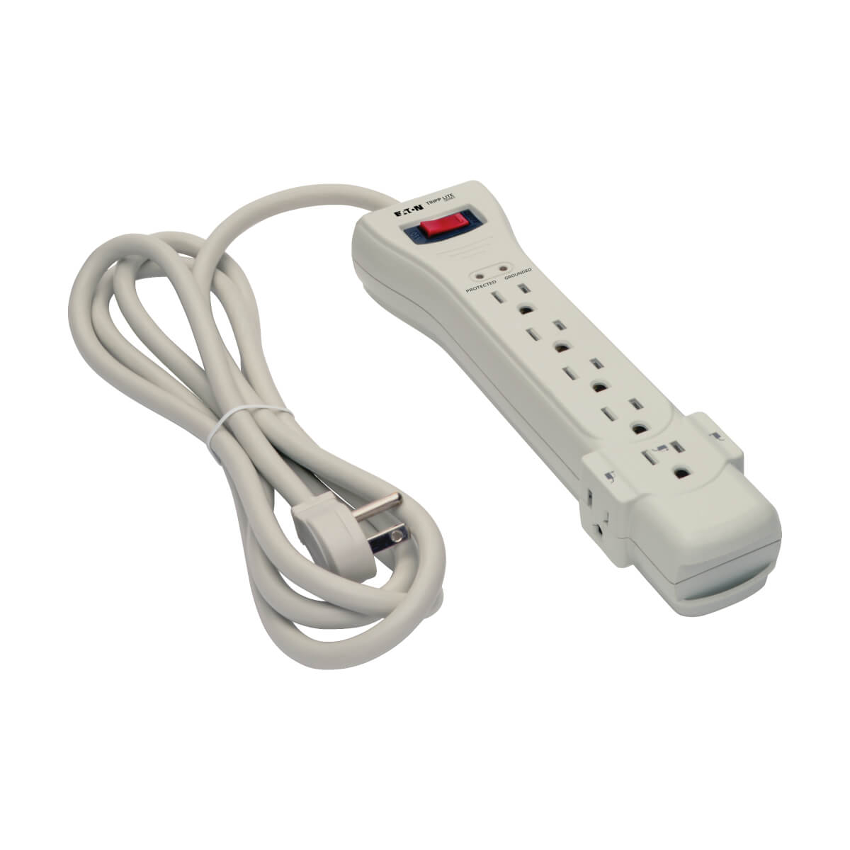 Surge Protector, 7 Outlet, 2160 Joules, 7ft Cord, Light Gray Eaton