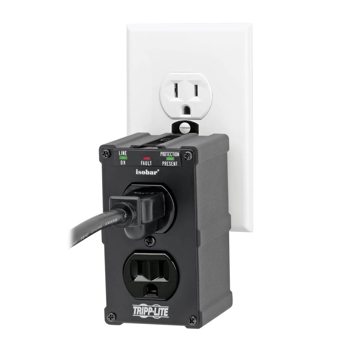 Isobar Surge Protector, 2 Outlet, 1410 Joules, Diagnostic LED | Eaton