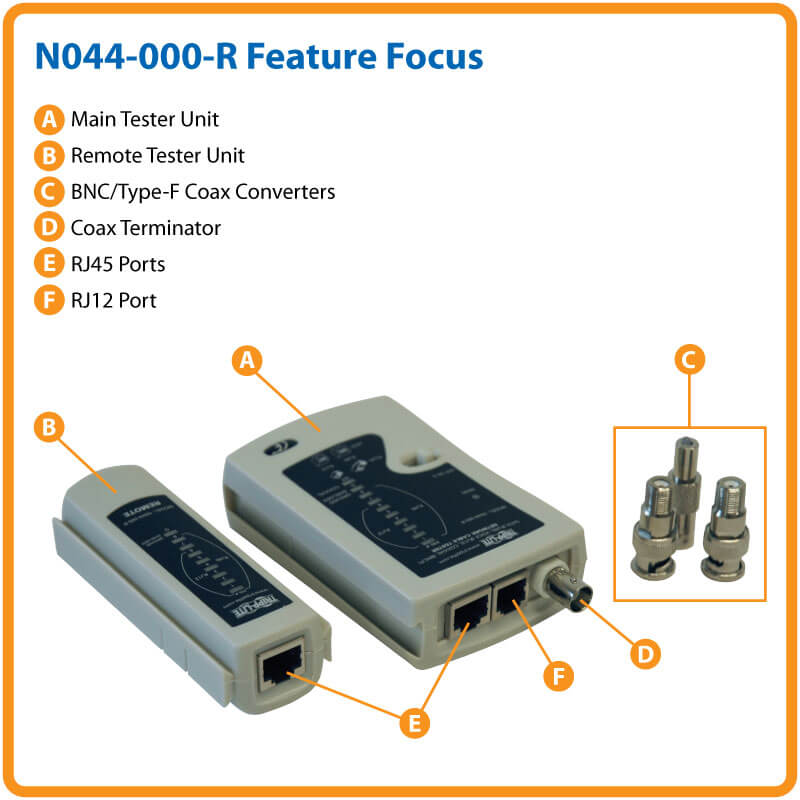 Network Cable Continuity Tester for Cat5/Cat6, Phone and Coax Cable