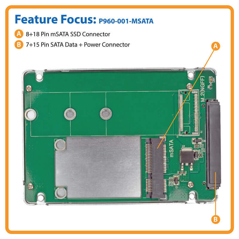 HDD SSD Converter Adapter with Aluminium Enclosure Case Sanpyl mSATA to 2.5-Inch SATA III Converter 
