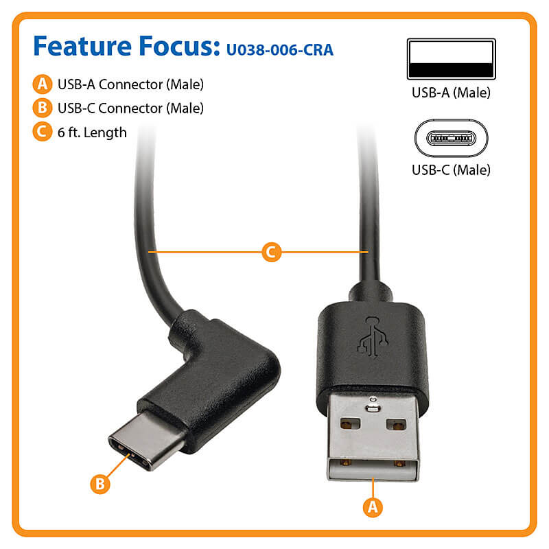 USB Type-C Male to Male Right Angle Data Sync and Charge Converter Adaptor Cable Cords for Handheld Cameras Baosity USB-C Extension Cable 