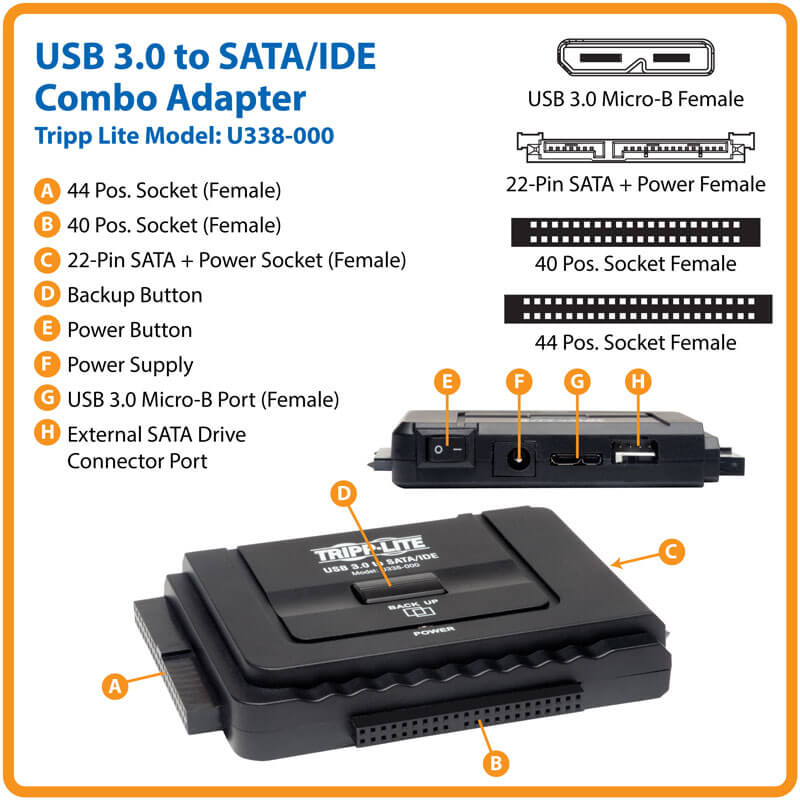 USB-A to Serial Adapter for ATA (SATA), IDE Hard Drives | Tripp Lite