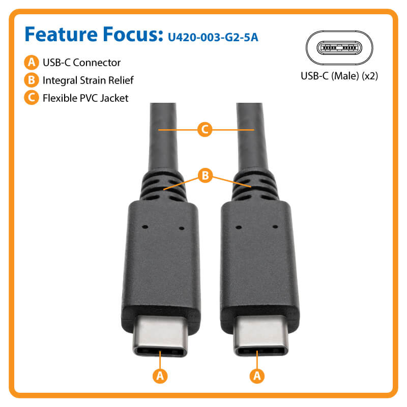 2-Pack 3ft USB-C Data Sync & Fast Charge Cable For LG Stylo 4 / 4 Plus / Q Style / Q Stylus – Black
