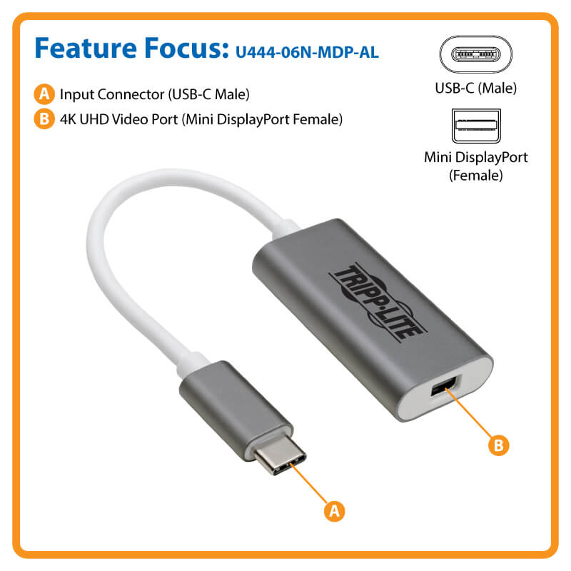 USB-C to Mini 4K 60Hz Adapter, DP 1.2 | Eaton