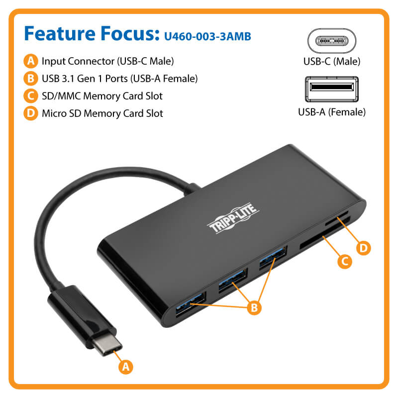 Navitech 2 in 1 Laptop/Tablet USB 3.0/2.0 HUB Adapter/Micro USB Input with SD/Micro SD Card Reader Compatible with The Acer Chromebook Spin 311 R721T 