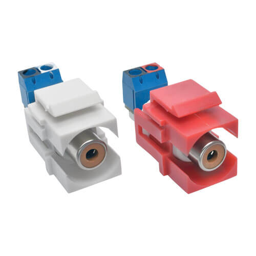 RCA Connector Female to Female Coupler for Wallplate 3-Pack, 1Red & 1White & 1Yellow HTTX RCA Keystone Jack Inserts 