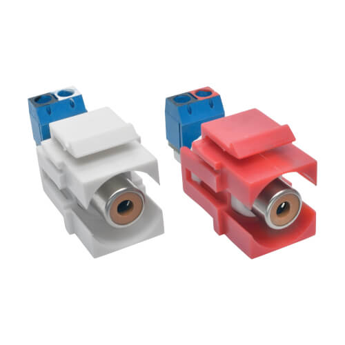 RCA Female Audio to Screw Terminal Keystone Jack Kit, Red/White