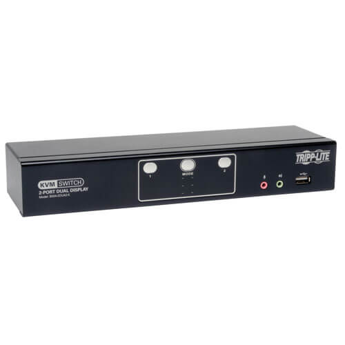Tripp Lite 2-Port Dual Monitor DVI KVM Switch with Audio B004-2DUA2-K USB 2.0 Hub & Cables 