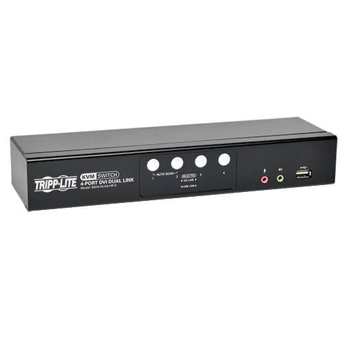 4-Port DVI Dual-Link USB KVM Switch, Audio and Cables | Tripp Lite