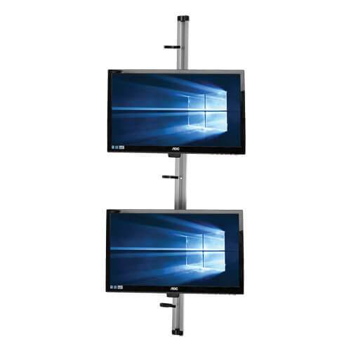Vertical Dual Monitor Computer Stand Adjustable Desktop Mount LED LCD 10-24" 