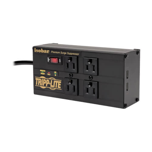 Isobar Surge Protector, 4 Outlet, 2 USB Ports, Right Angle Plug 