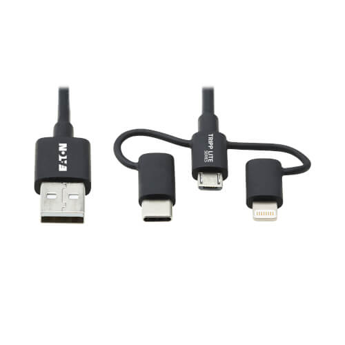 Universal Charging Cable, USB-A to Lightning, USB and USB-C, 6 ft. | Eaton