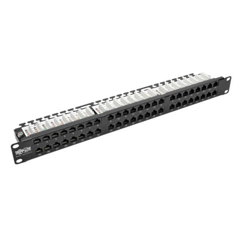 1U 48port High Density Patch Panel Loaded with LC Duplex Multimode Beige Colored Flangeless Adapters 