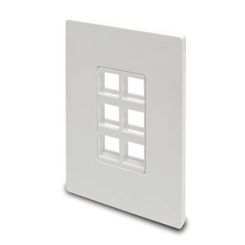 10-6 Port Faceplate White w/Windows RJ45 Face Plate 