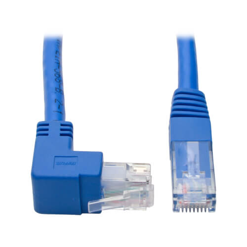 Blue Slim Cat6A Shielded Side-Angle 90° 4mm O/D Ethernet Network Cable