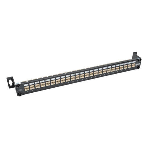 02487 24 Ports Cat6 Shielded Feed-Through Patch Panel,1U Rack Mount