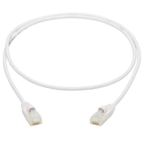 Safe-IT N261AB-S01-WH Snagless Slim Flat White Cat6a UTP Ethernet Cable Tripp Lite 10G-Certified Antibacterial 1 ft. RJ45 M/M 