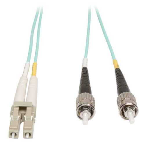10Gb Duplex Multimode OM3 Fiber Patch Cable, LC/ST, Aqua, 3M 