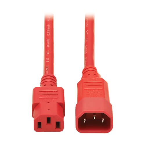 IEC320 C13 to IEC320 C14 Cable Leader 14 AWG Computer Power Extension Cord 6 Foot , Red Color UL Listed 1 Pack 