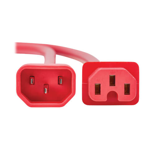 C14 to C15 Power Cord, 14 AWG, 10ft, Red